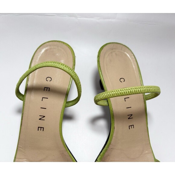 Celine S/S 2000 RTW Lime Green Kitten Heels Macadam Vintage Y2K Sz 36 6 - Picture 6 of 10